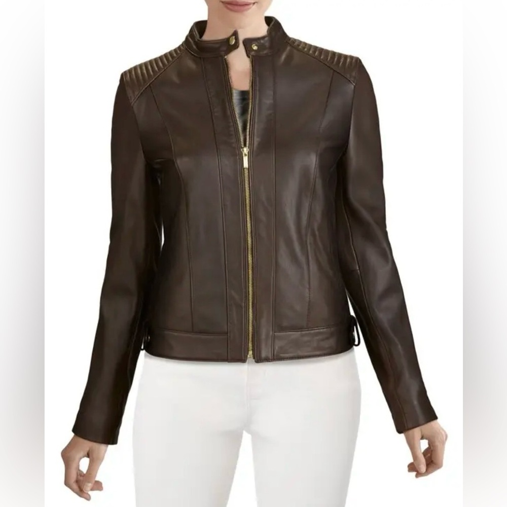 NWT Cole Haan Women’s Dark Brown Bomber Jacket